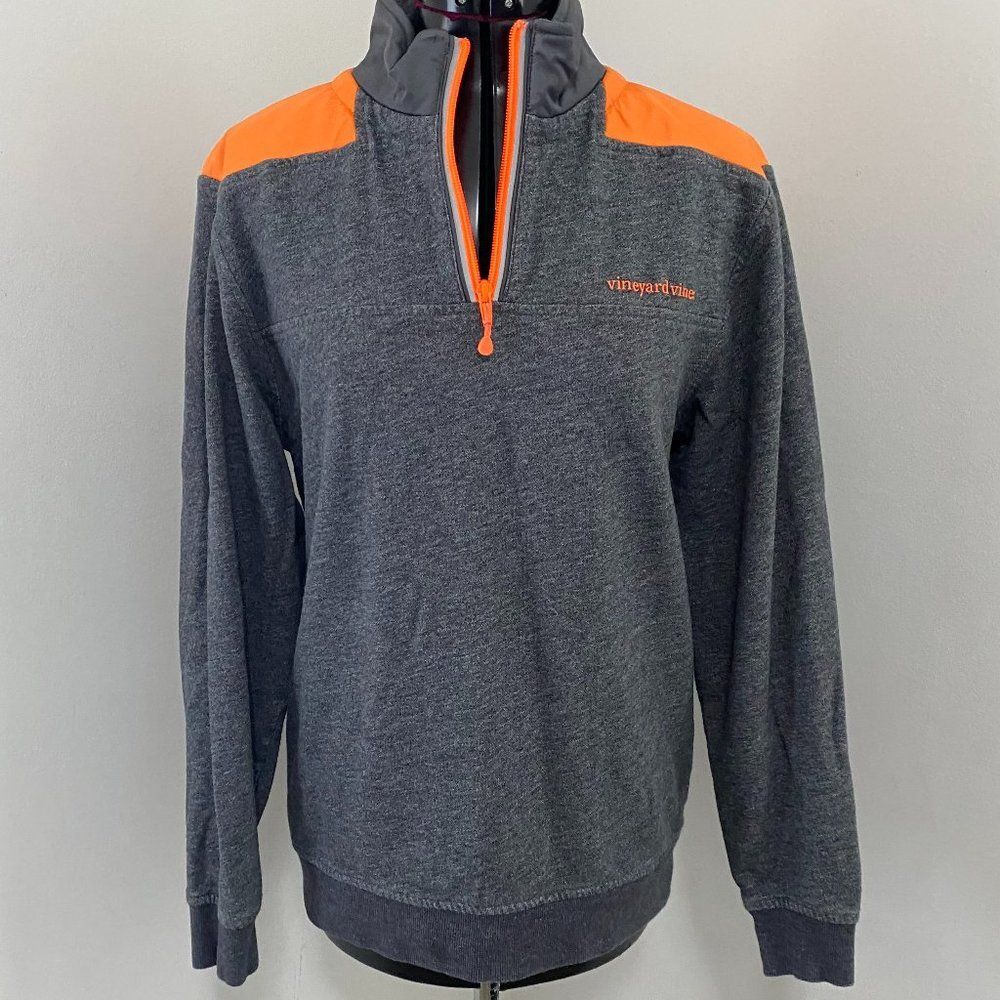 Vineyard Vines Shep Quarter Zip Pullover Fleece Ribbed Cuff and Hem Size S